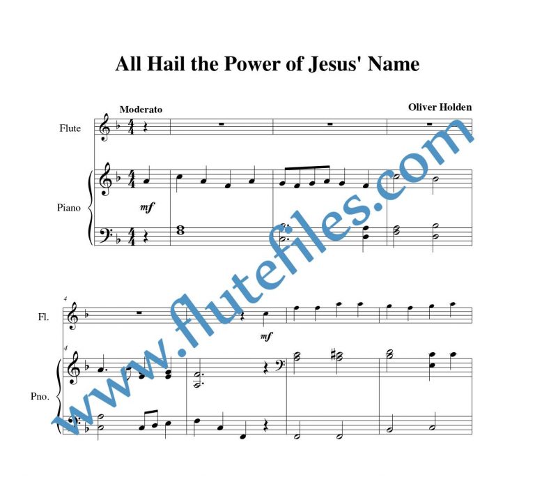 All Hail the Power of Jesus' Name - Flute solo sheet music