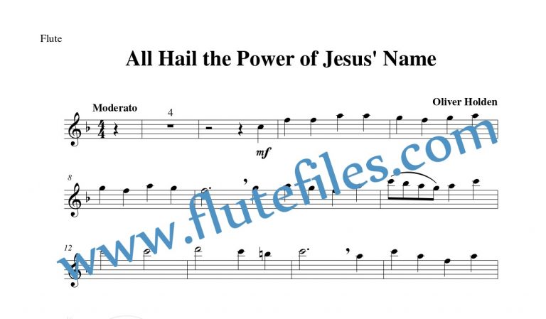 All Hail the Power of Jesus' Name - Flute solo sheet music - flute part