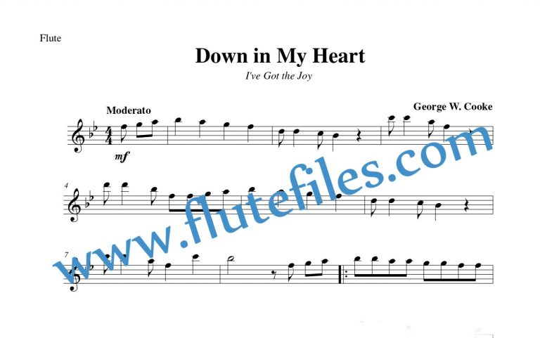 Down in My Heart flute solo sheet music