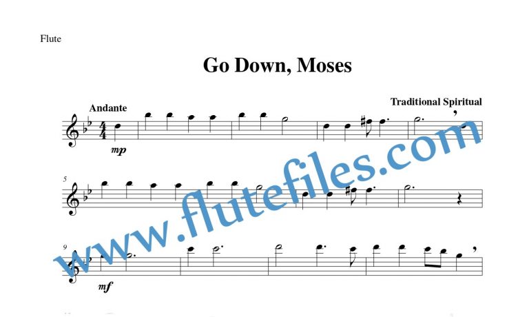 Go Down, Moses flute solo sheet music