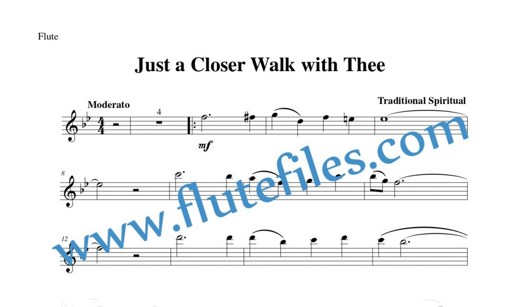 Just a Closer Walk with Thee flute solo sheet music