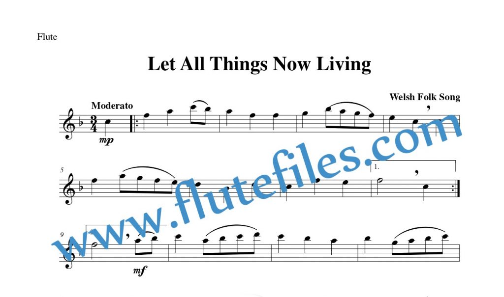 Let All Things Now Living flute solo sheet music