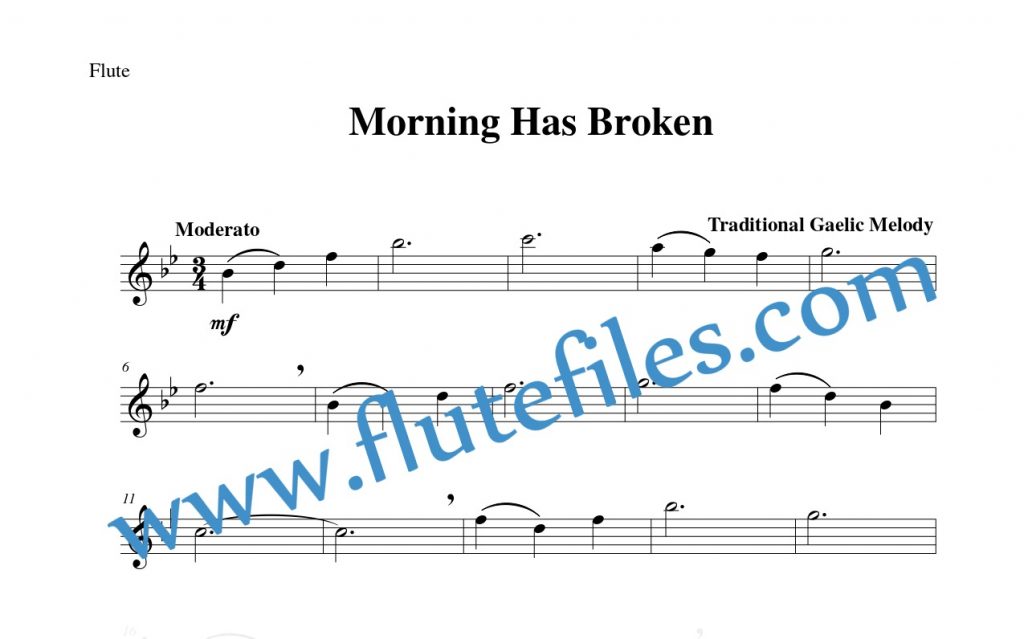 Morning Has Broken flute solo sheet music