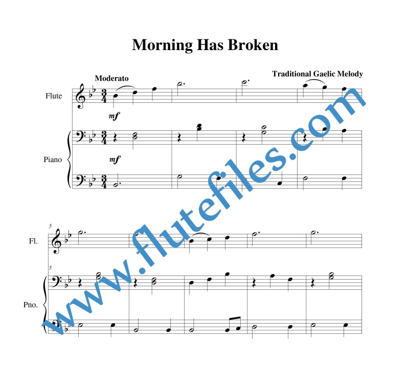 Piano accompaniment for Morning Has Broken flute solo