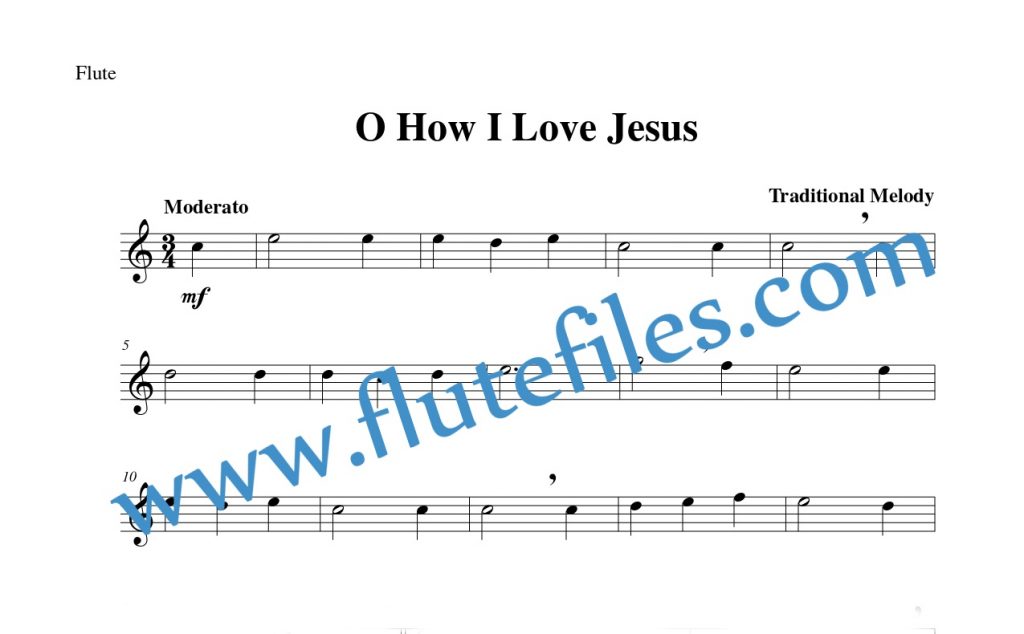 O How I Love Jesus flute solo sheet music