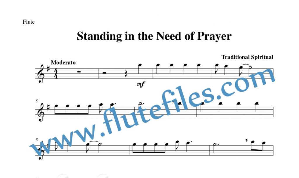 Standing in the Need of Prayer flute solo sheet music