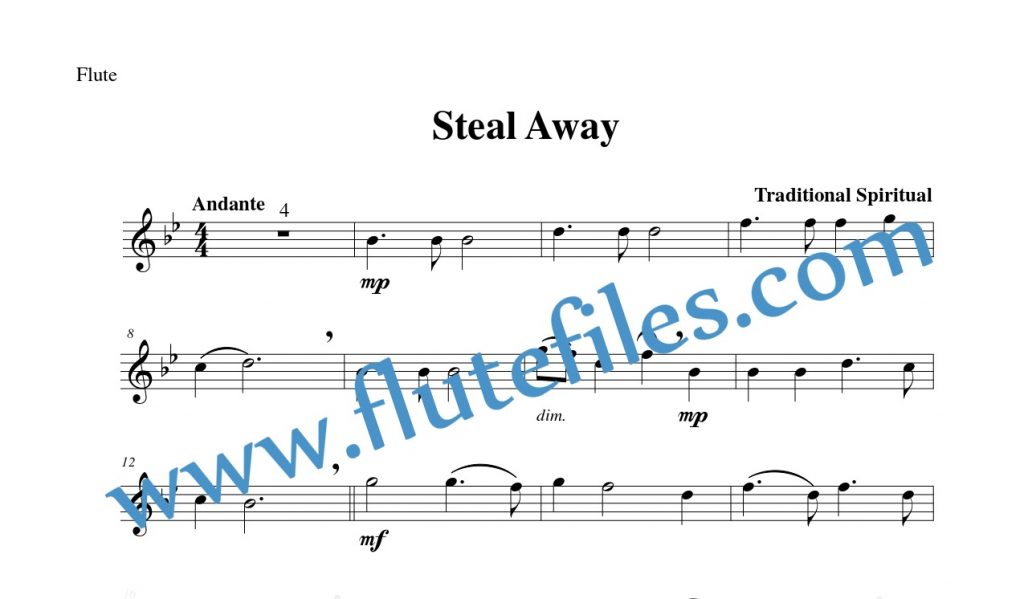 Steal Away flute solo sheet music