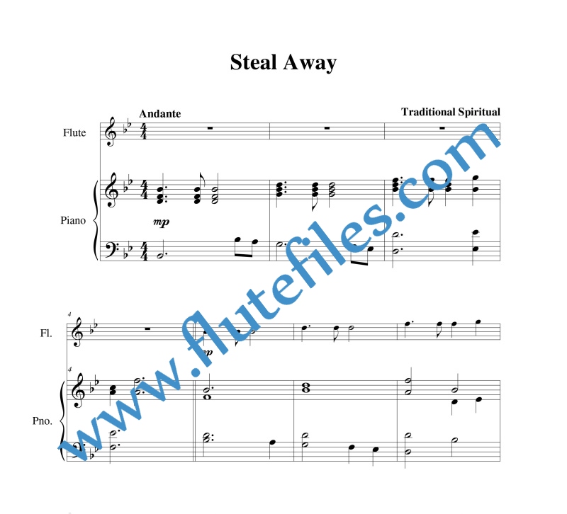 Piano accompaniment for Steal Away flute solo