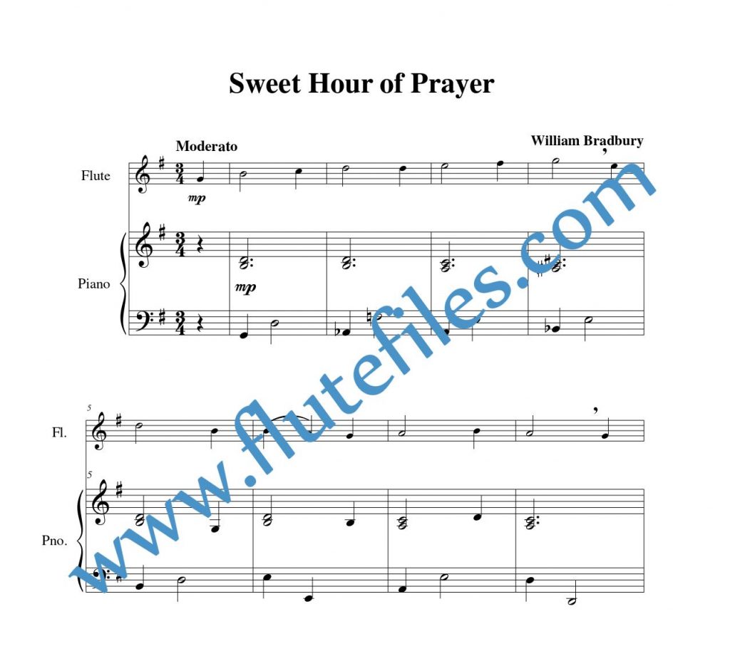 Piano accompaniment for Sweet Hour of Prayer flute solo