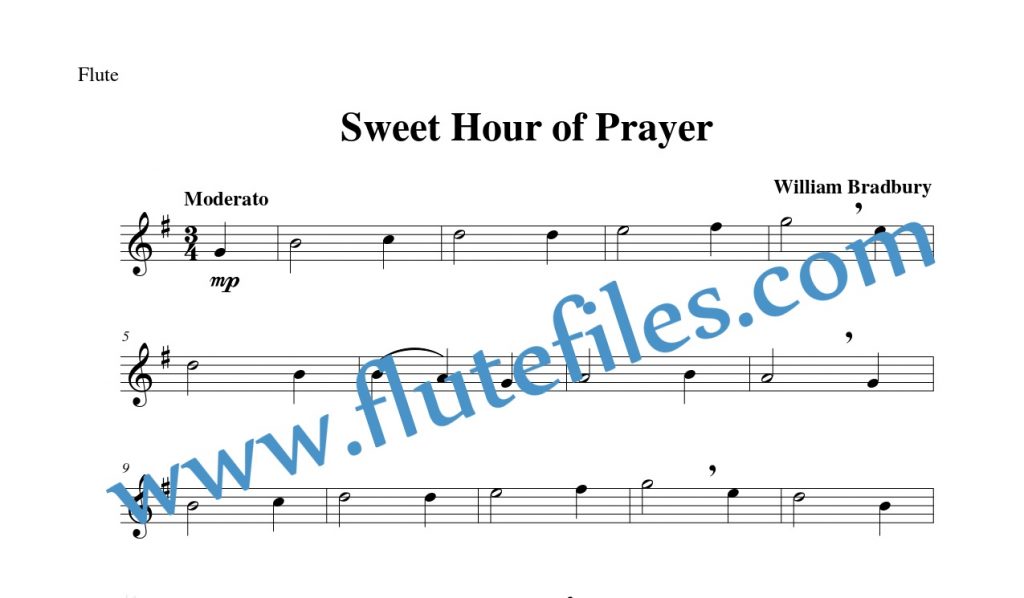 Sweet Hour of Prayer flute solo sheet music