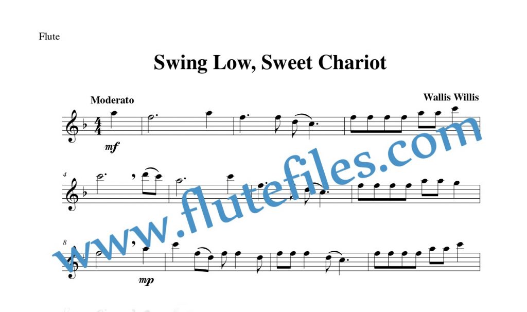 Swing Low, Sweet Chariot flute solo sheet music