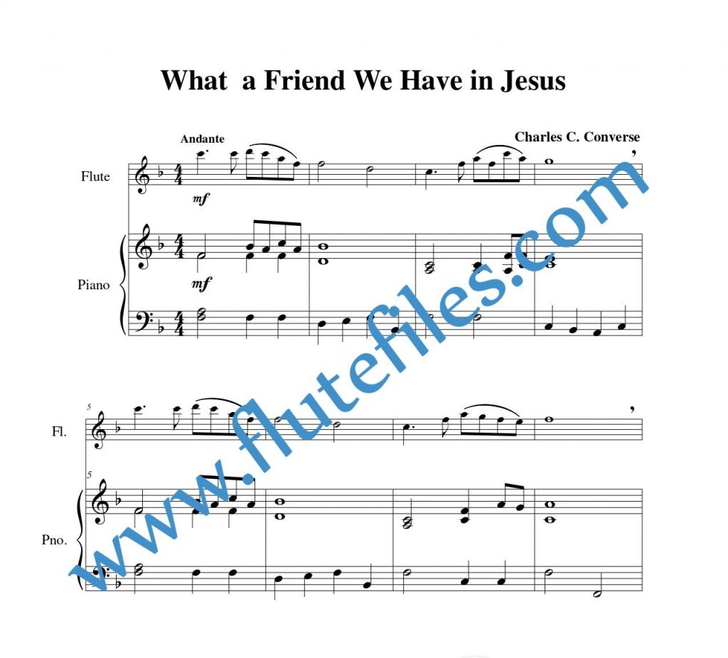 Piano accompaniment for What a Friend We Have in Jesus flute solo