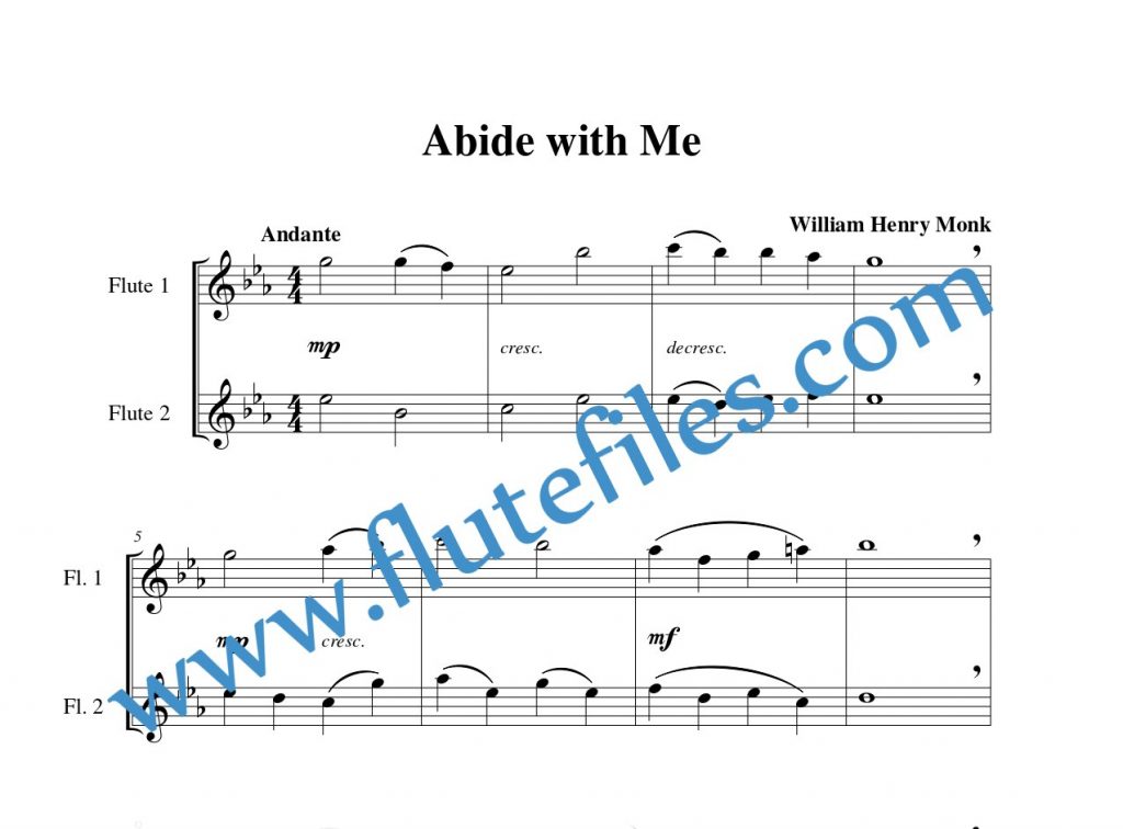 Flute duet part for Abide with Me flute duet and piano sheet music