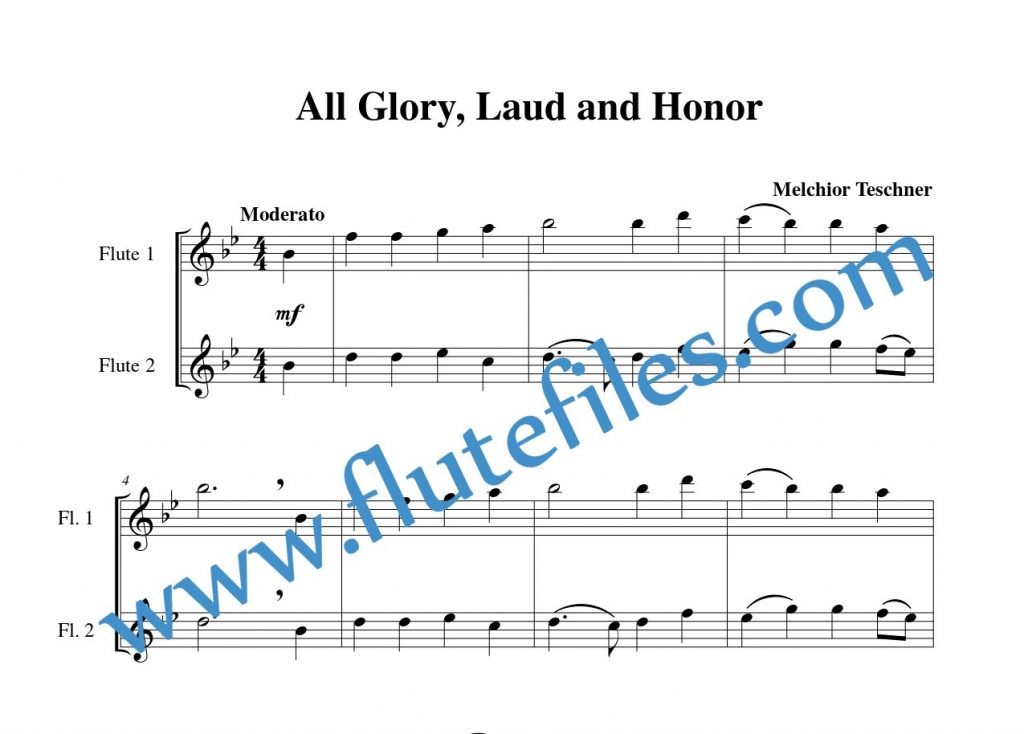 All Glory, Laud and Honor flute duet sheet music
