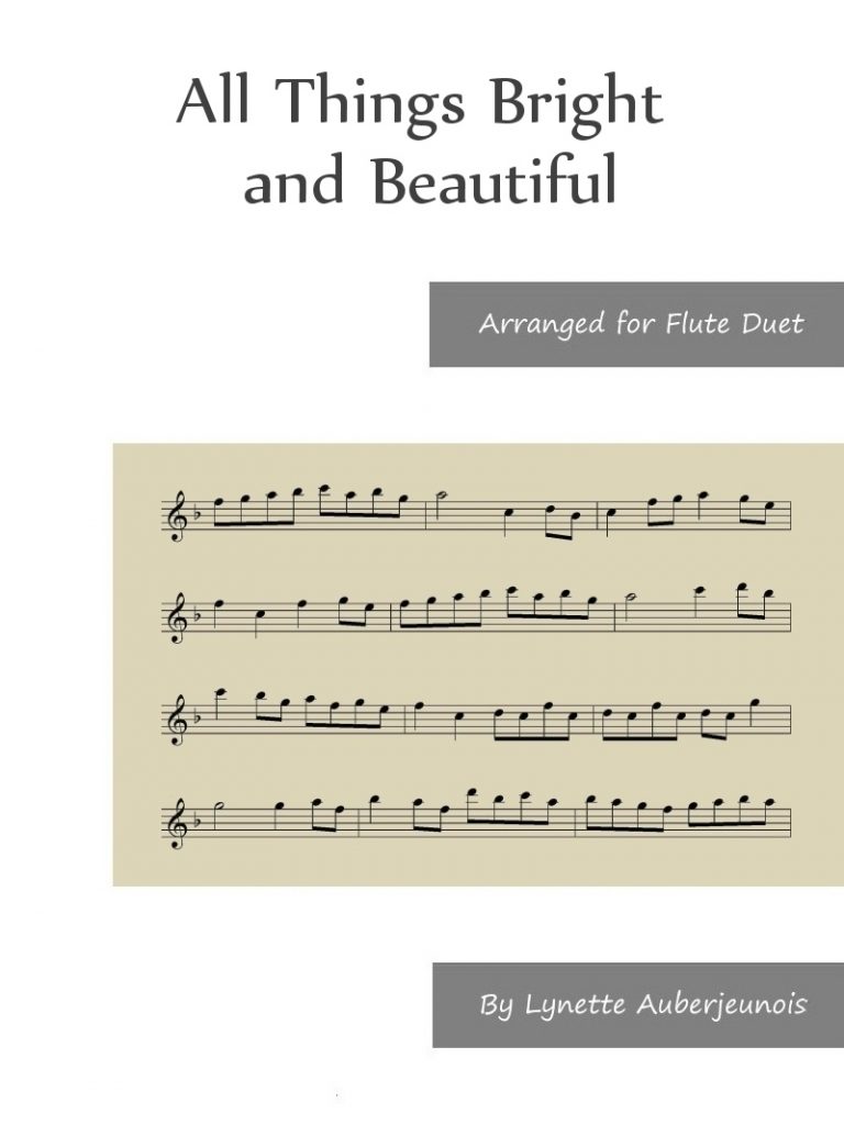 Cover for All Things Bright and Beautiful flute duet