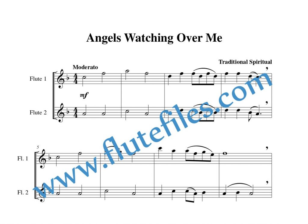 Angels Watching Over Me flute duet sheet music