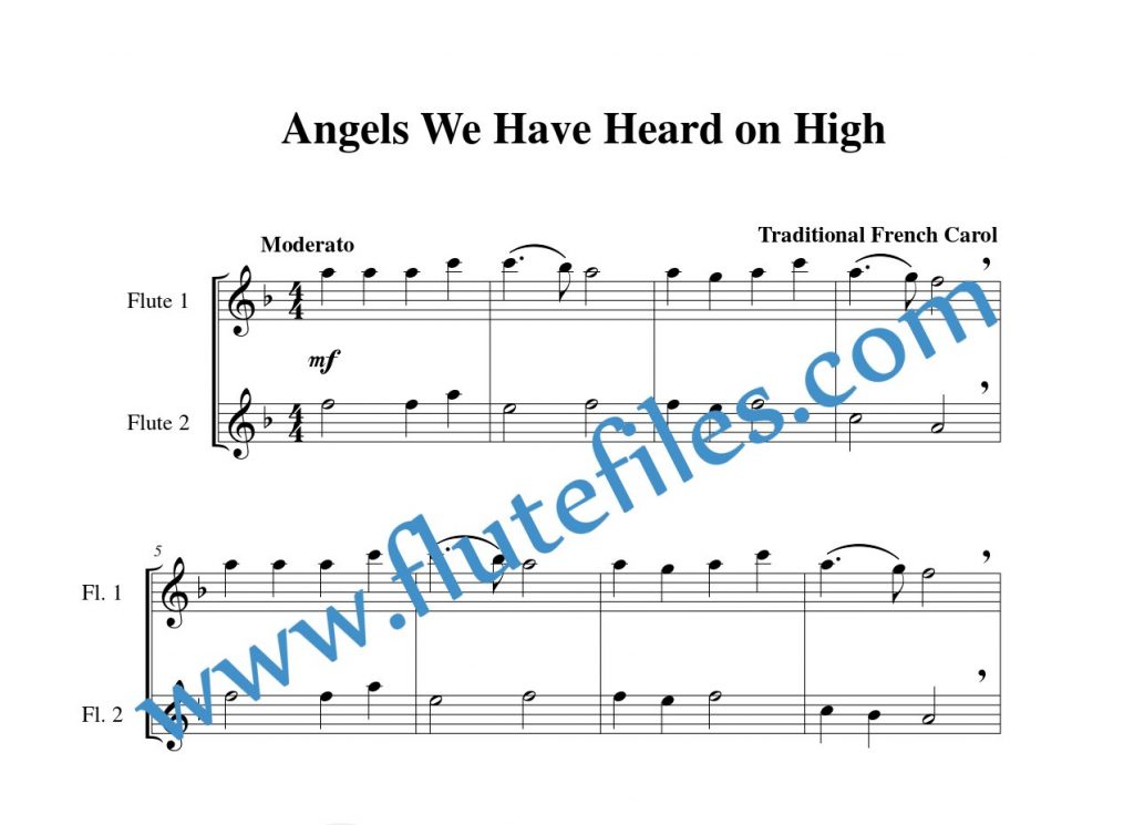 Angels We Have Heard on High flute duet sheet music