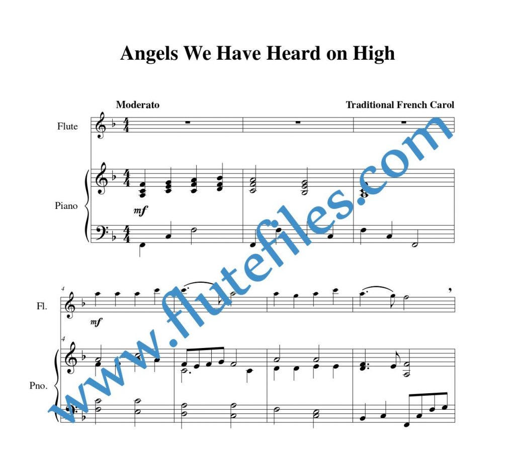 Piano accompaniment for Angels We Have Heard on High flute solo sheet music