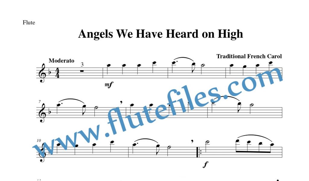 Flute part for Angels We Have Heard on High flute solo sheet music
