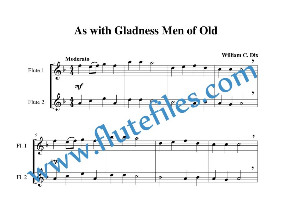 As with Gladness Men of Old flute duet sheet music