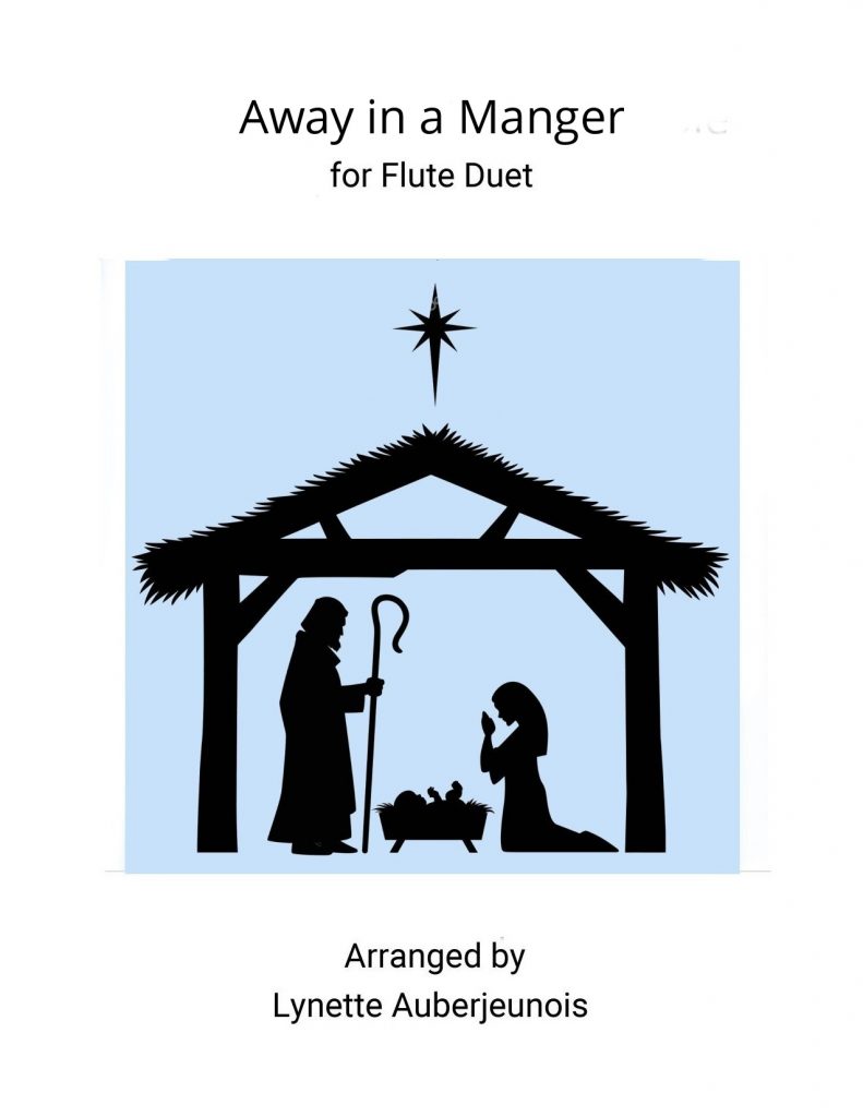 Sheet music cover for Away in a Manger (Kirkpatrick) flute duet