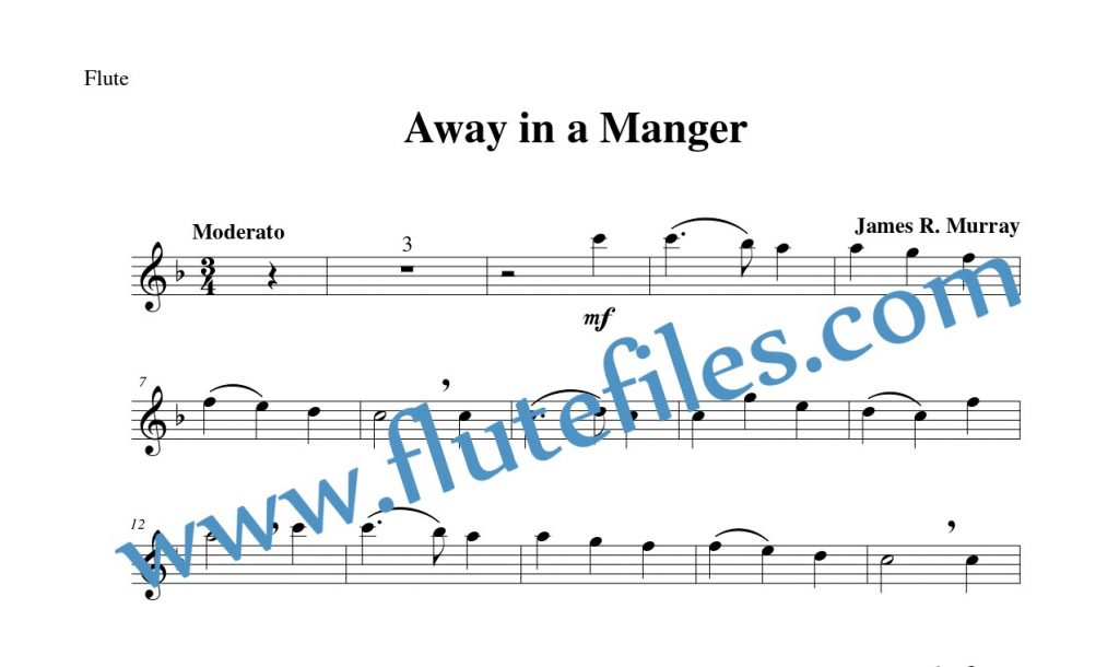 Flute part for Away in a Manger (Murray) flute solo sheet music