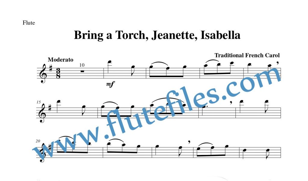 Flute part for Bring a Torch, Jeanette, Isabella flute solo sheet music