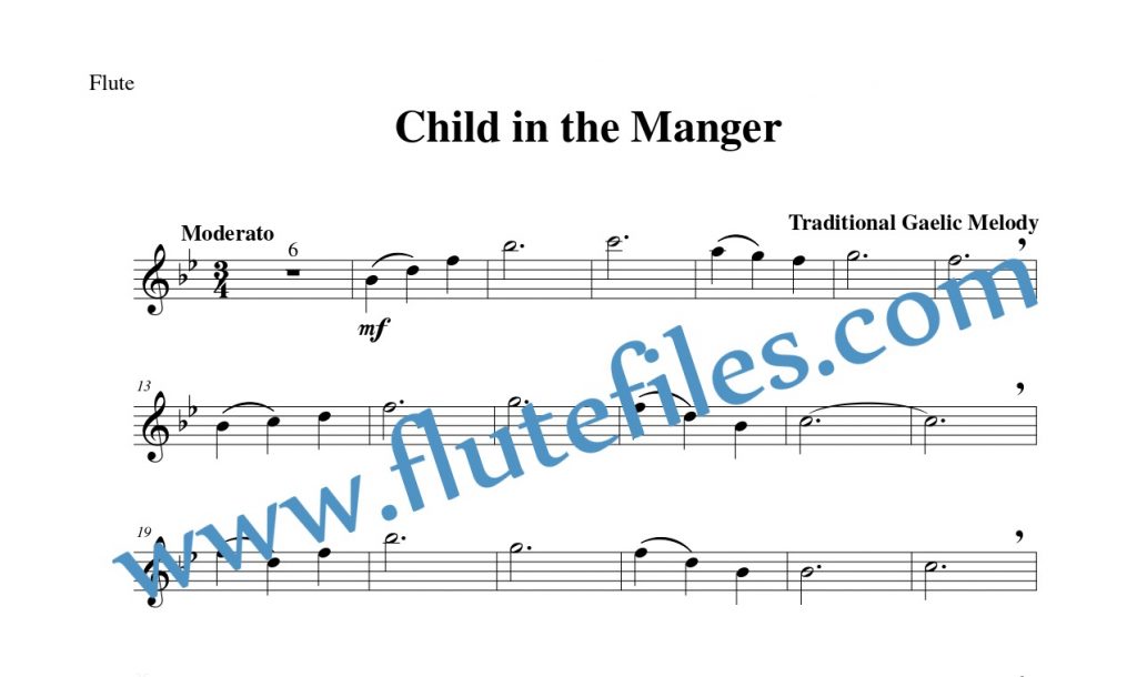 Flute part for Child in the Manger flute solo sheet music