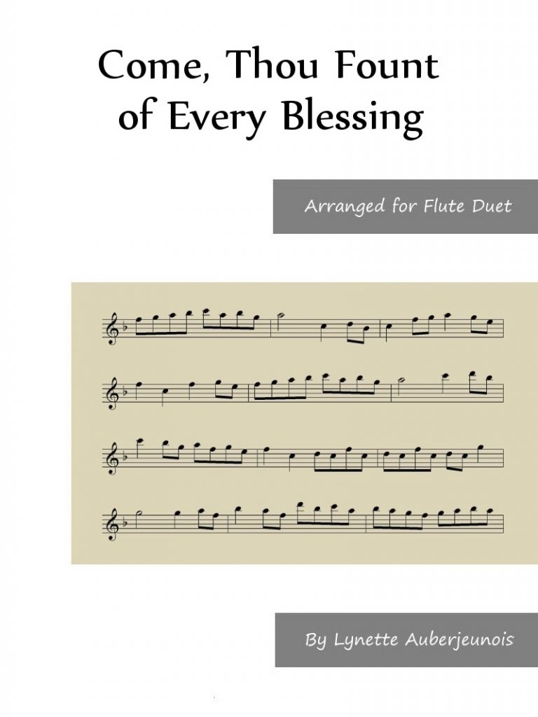 Sheet music cover for Come, Thou Fount of Every Blessing flute duet