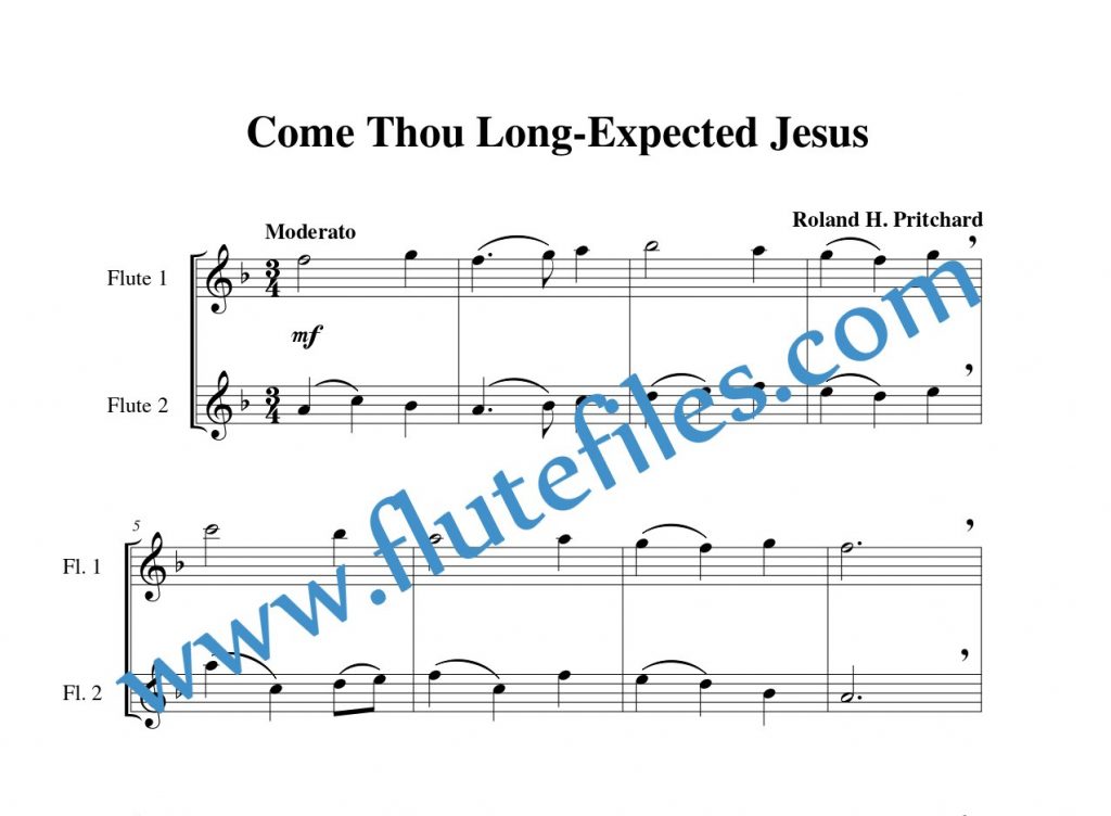Come, Thou Long-Expected Jesus flute duet sheet music