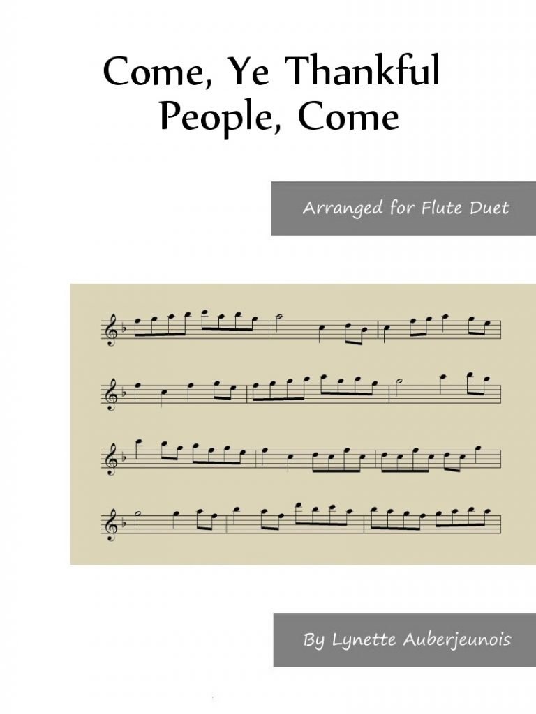 Sheet music cover for Come, Ye Thankful People, Come flute duet