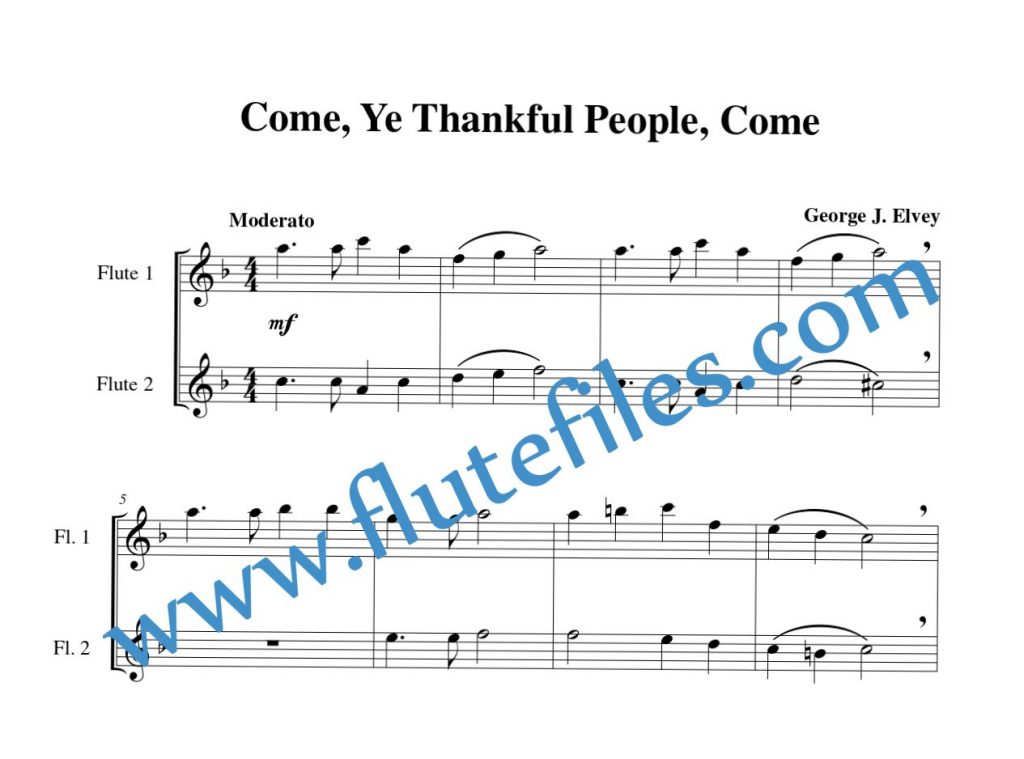 Come, Ye Thankful People, Come flute duet sheet music