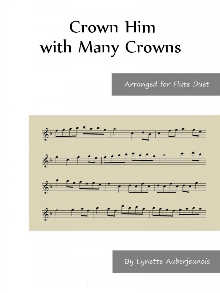 Sheet music cover for Crown Him with Many Crowns flute duet