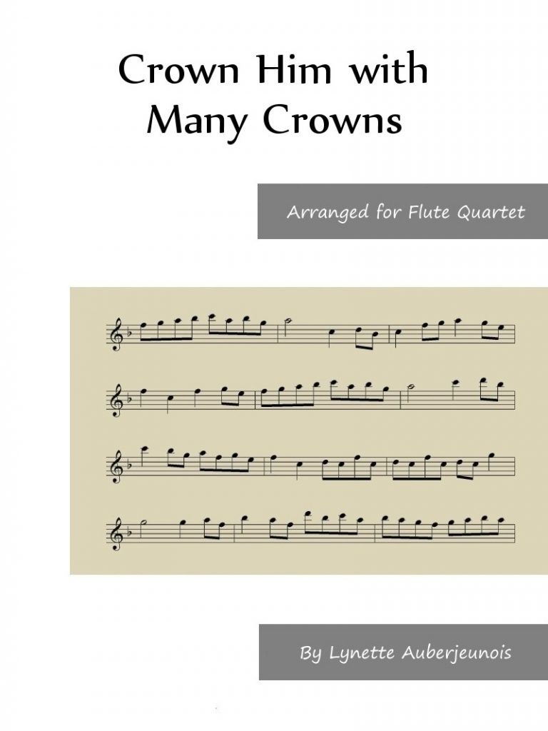 Sheet music cover for Crown Him with Many Crowns flute quartet