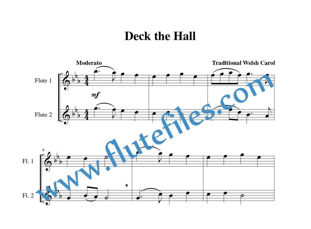 Deck the Hall flute duet sheet music