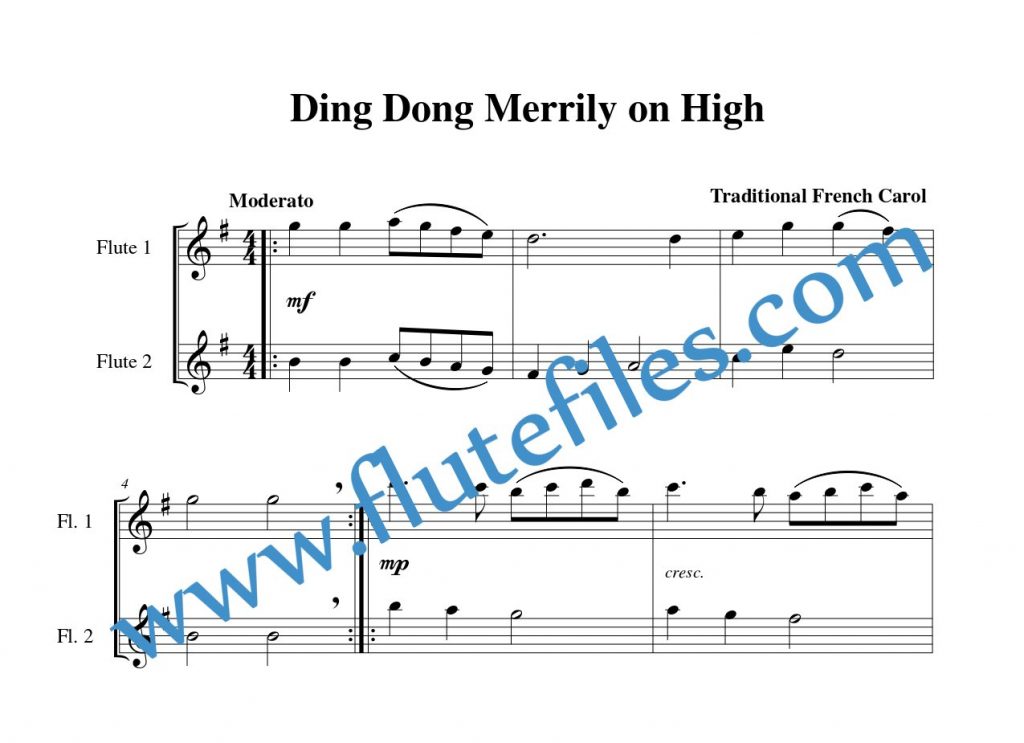 Ding Dong Merrily on High flute duet sheet music