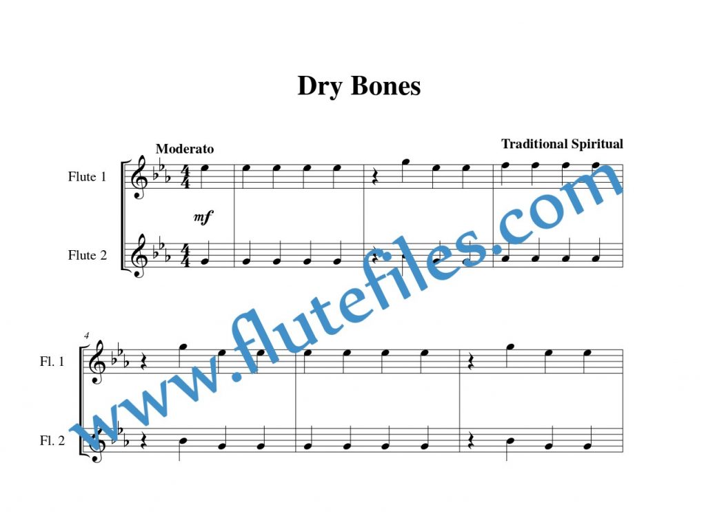 Dry Bones Flute Duet Flute Files Publishing