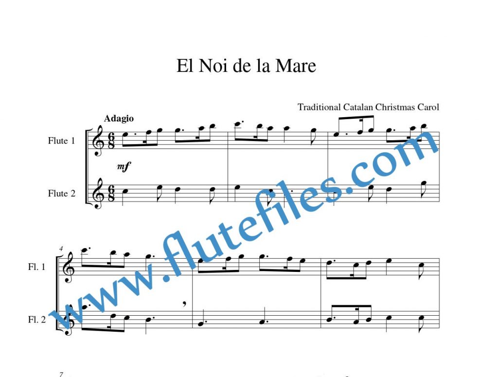 El Noi de la Mare flute duet sheet music