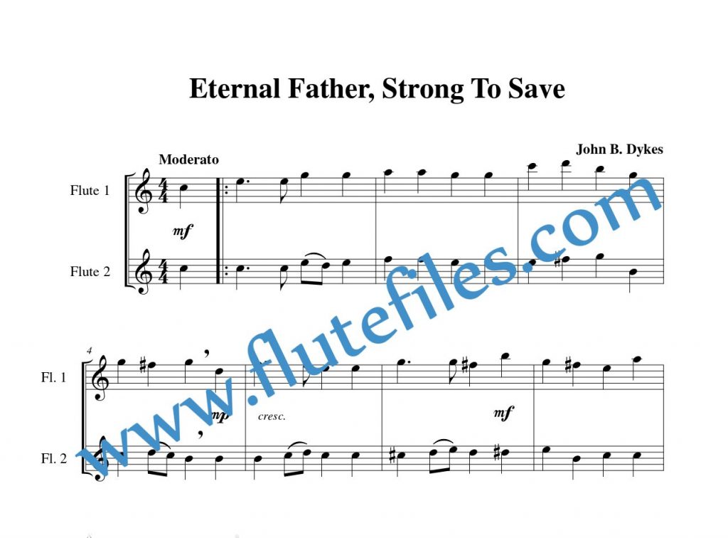 Eternal Father, Strong To Save flute duet sheet music