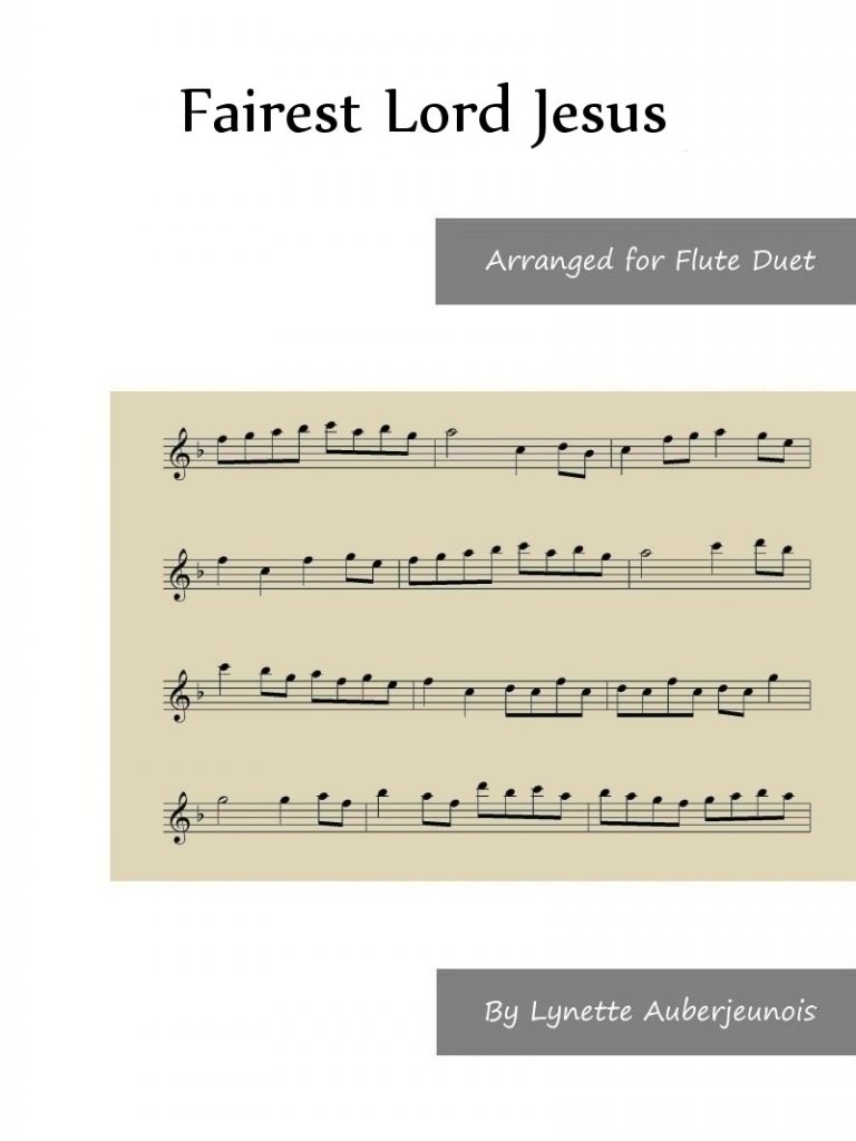 Sheet music cover for Fairest Lord Jesus flute duet
