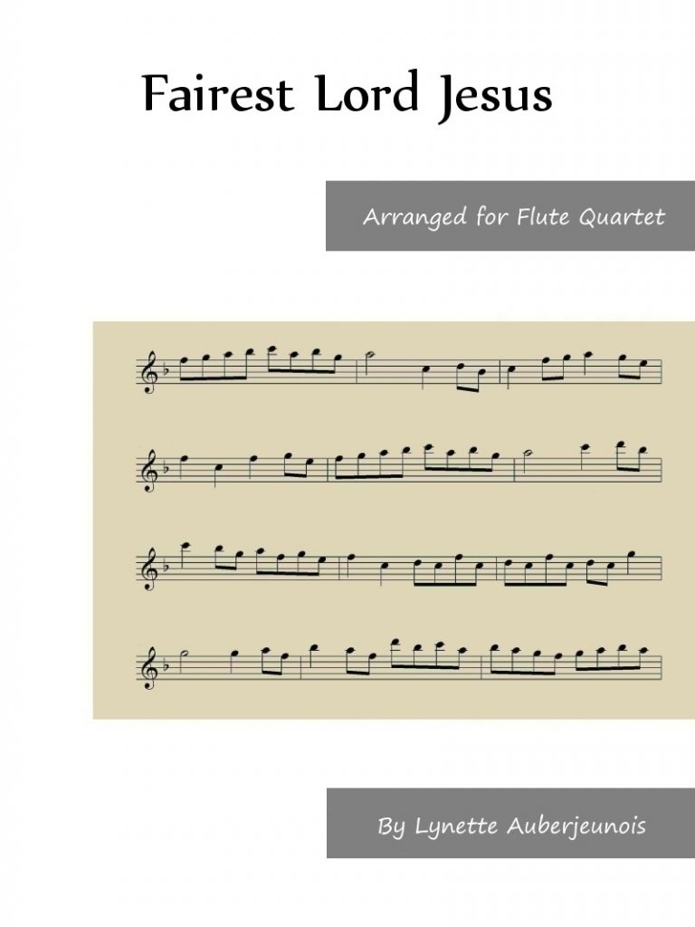 Sheet music cover for Fairest Lord Jesus flute quartet