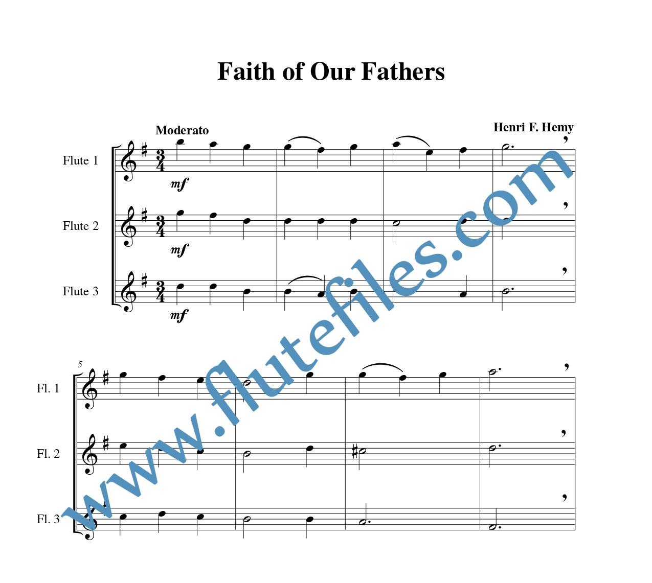 Faith of Our Fathers flute trio sheet music