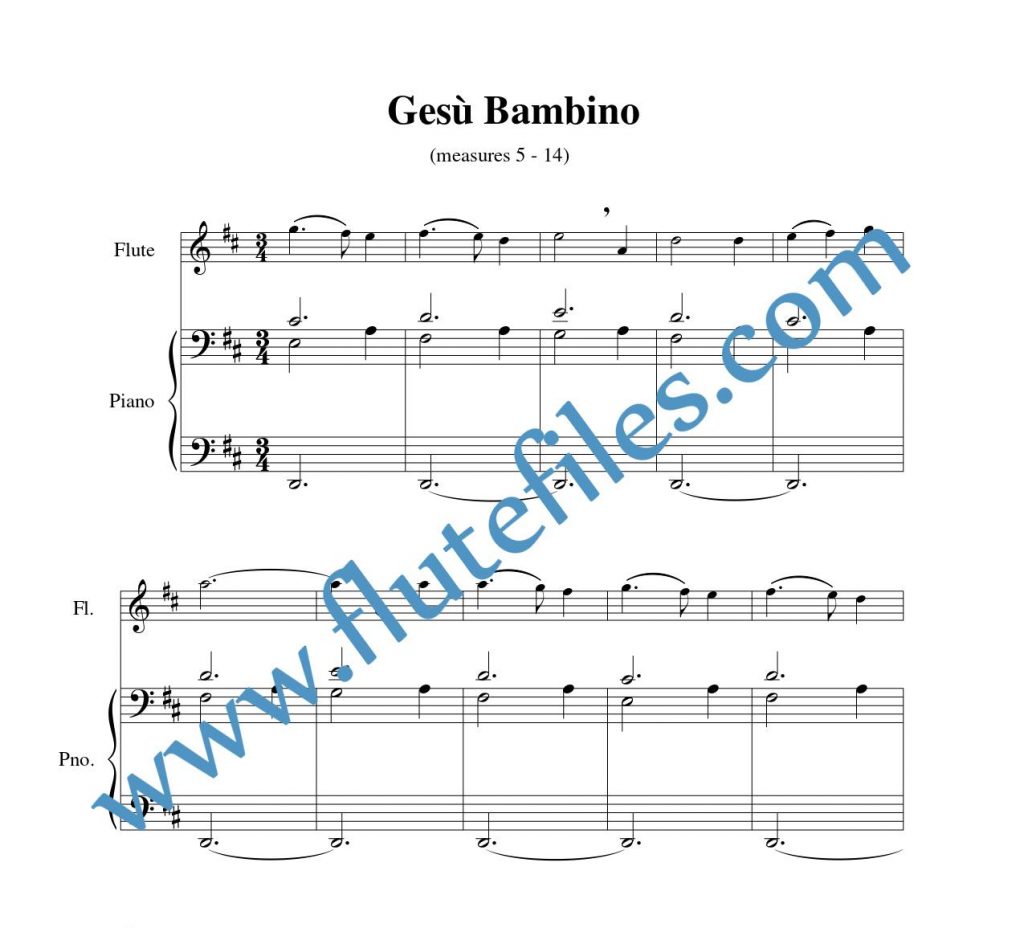 Piano accompaniment part for Gesù Bambino flute solo sheet music