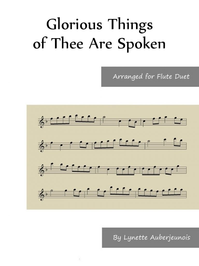 Sheet music cover for Glorious Things of Thee Are Spoken flute duet