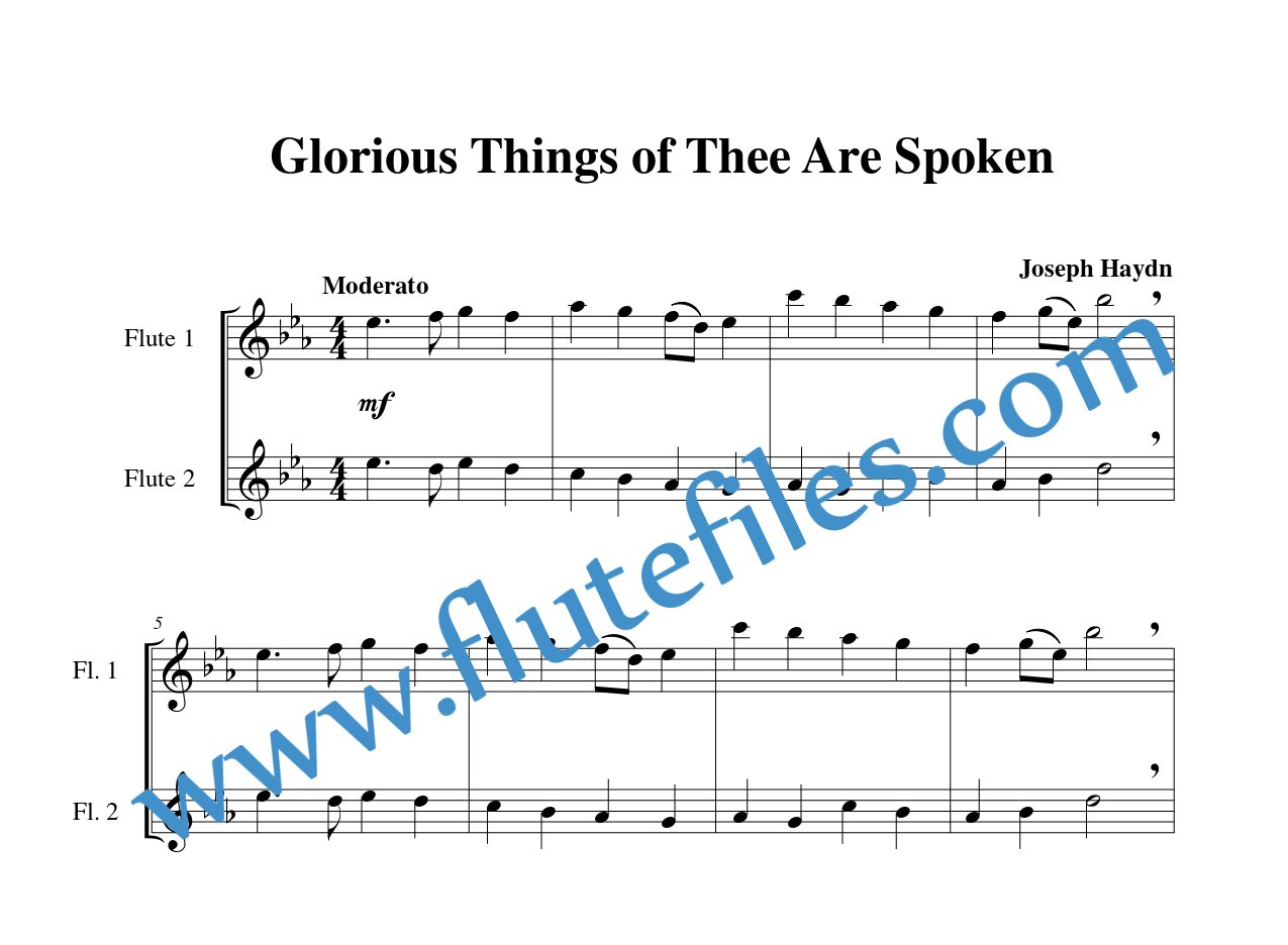 Glorious Things of Thee Are Spoken flute duet sheet music