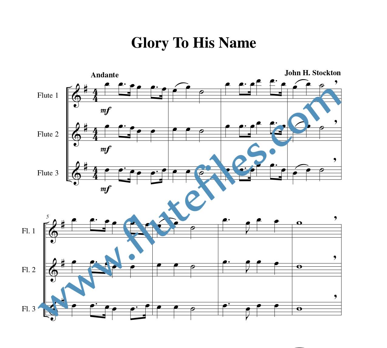 Glory To His Name flute trio sheet music