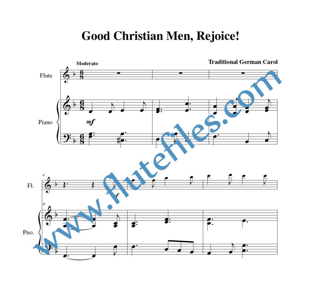 Piano accompaniment part for Good Christian Men, Rejoice flute solo sheet music