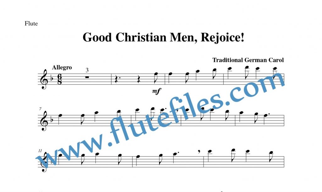Flute part for Good Christian Men, Rejoice flute solo sheet music