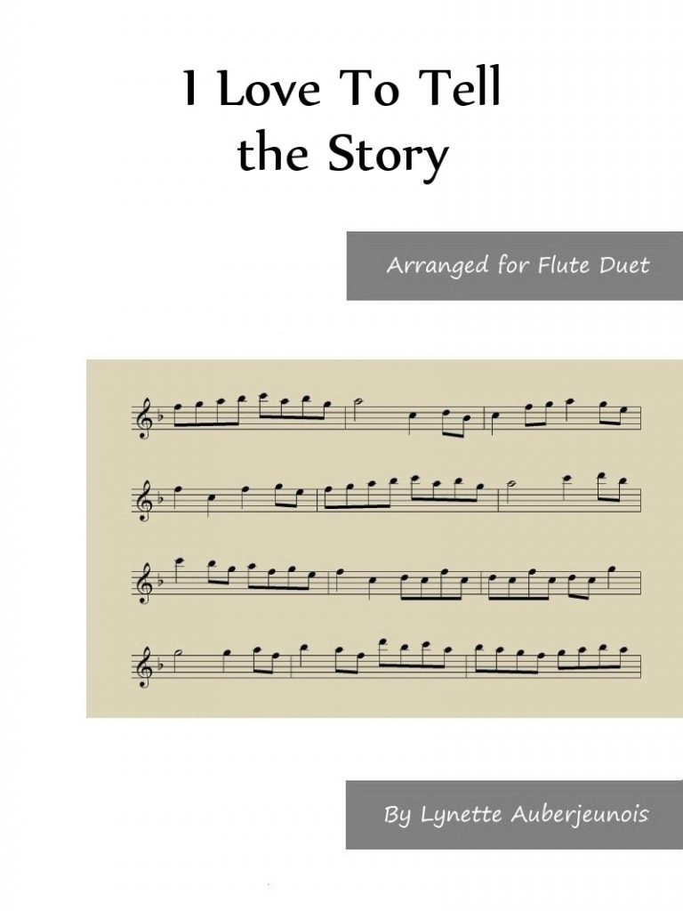Sheet music cover for I Love To Tell the Story flute duet