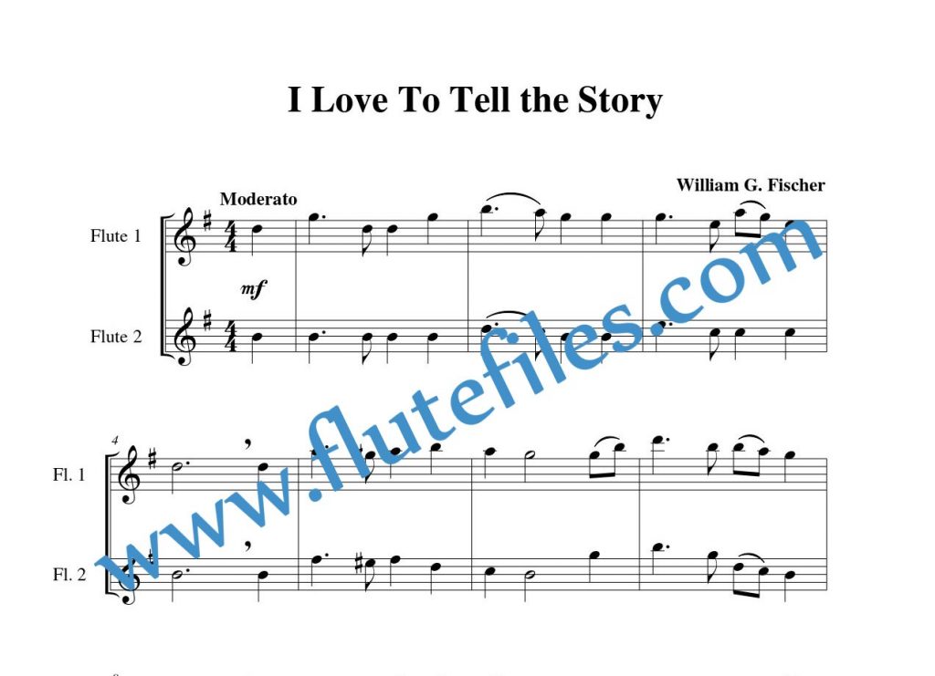 I Love To Tell the Story flute duet sheet music